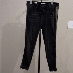 Vigoss Black Denim Marley Mid Rise Skinny Glitter Sides